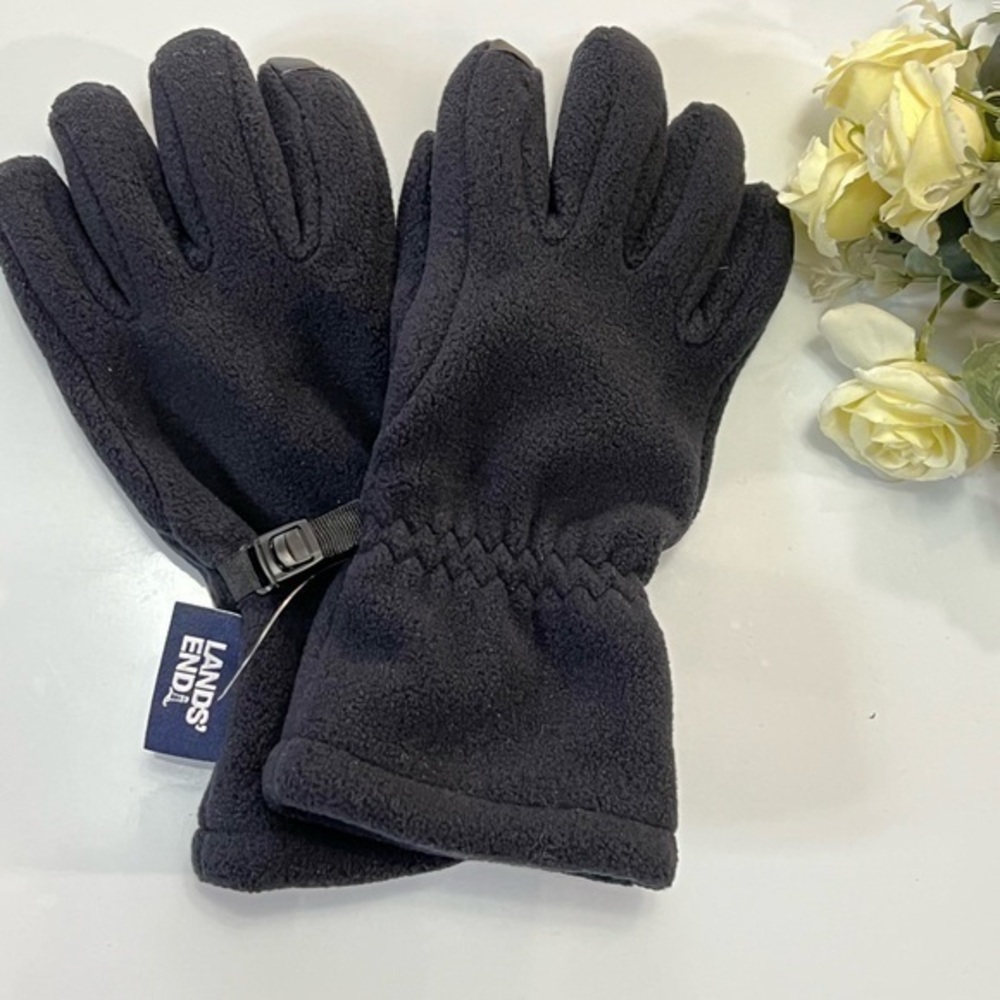 ( HD) New Lands’ End Fleece Tech Using Gloves Kids Navy